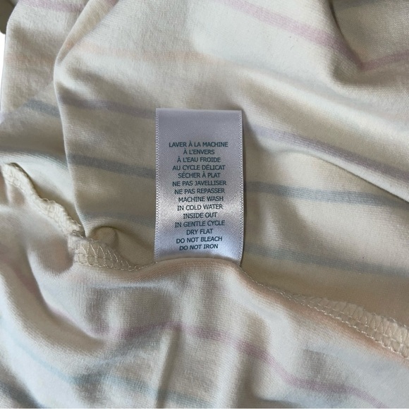 🔥4 for $75🔥Organic Cotton Turtleneck Tunic Dress Cream Rainbow Stripes Size XS - Picture 6 of 10